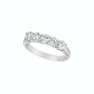 1.00 Carat Natural Diamond Ring G SI 14K White Gold 5 stones